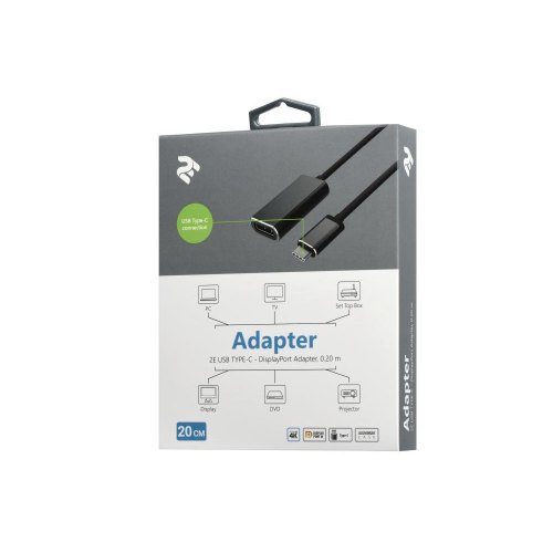 Адаптер 2Е Type-C - DisplayPort, Alluminum, 0.2m