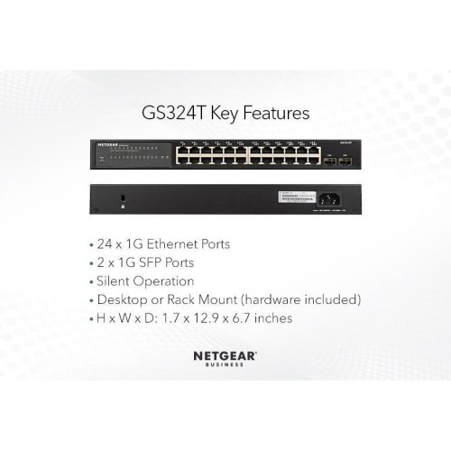Комутатор NETGEAR GS324T 24x1GE, 2xSFP, керований