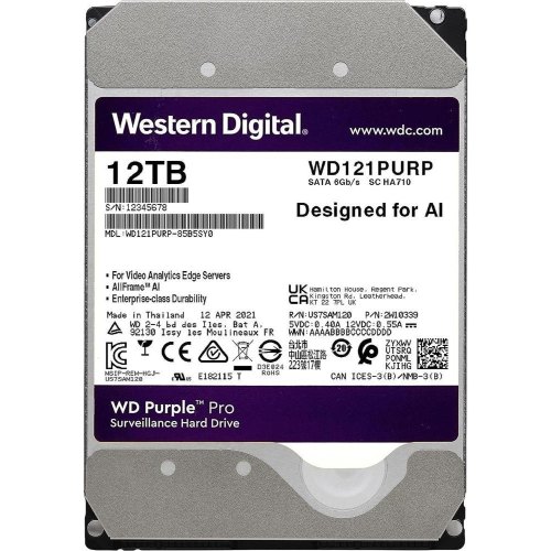 Жорсткий диск WD Purple Pro Surveillance 3.5' SATA 3.0 12TB 7200 256MB