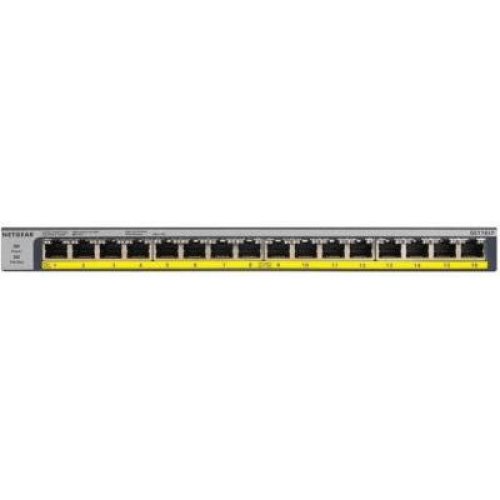 Комутатор NETGEAR GS116LP 16x1GE PoE+(76Вт), FlexPoE, некерований
