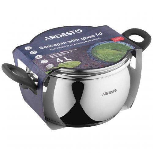 Каструля ARDESTO Gemini Cremona, скляна кришка, 4.0 л, нержавіюча сталь