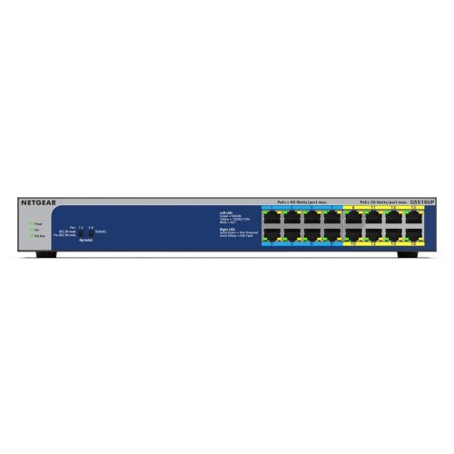 Комутатор NETGEAR GS516UP 8xGE PoE++, 8xGE PoE+(380W), некерований