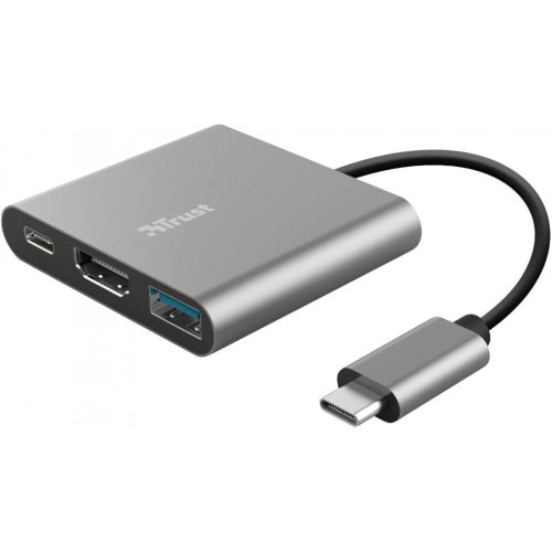 USB-хаб Trust Dalyx 3-in-1 Multiport USB-C Adapter ALUMINIUM