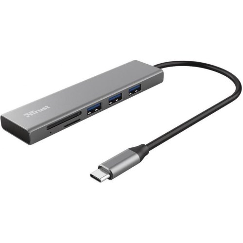 USB-хаб Trust HALYX FAST 3USB+CARD READER USB-C ALUMINIUM
