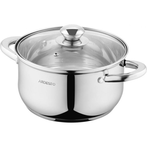 Каструля ARDESTO Gemini Gourmet, скляна кришка, 3.2 л, нержавіюча сталь
