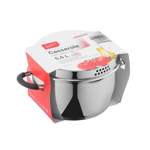 Каструля ARDESTO Gemini, скляна кришка, 5.5 л, нержавіюча сталь