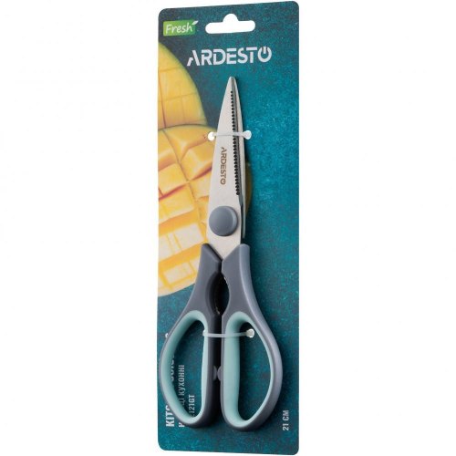 Ножиці кухонні ARDESTO Fresh 21 см, сірий/блакитний, нержавіюча сталь, пластик