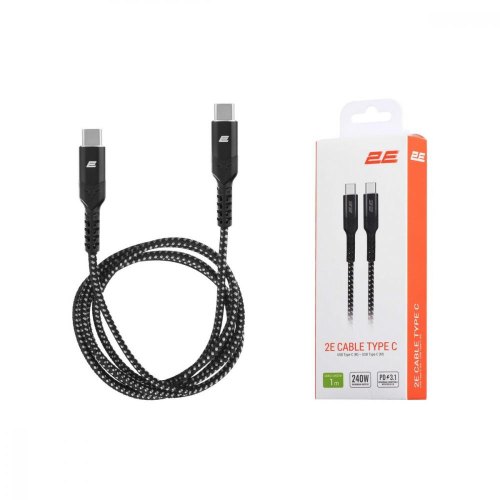 Кабель 2E USB-C - USB-C PD 3.1 240W Aluminum Shell 1m Black