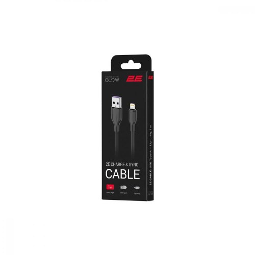 Кабель 2E USB-A - Lightning Glow 1m black