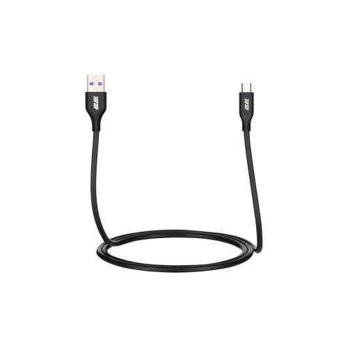 Кабель 2E USB-A - microUSB 1м, Glow, чорний