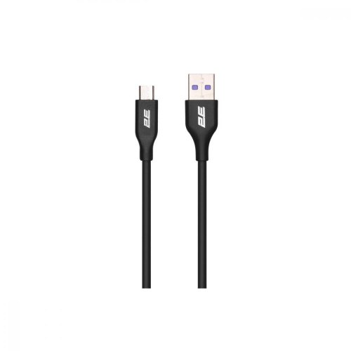 Кабель 2E USB-A - microUSB 1м, Glow, чорний