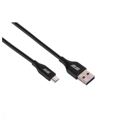 Кабель 2E USB-A - microUSB 1м, Glow, чорний