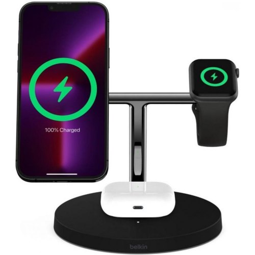 Бездротовий ЗП Belkin MagSafe 3in1 Wireless Charger, black