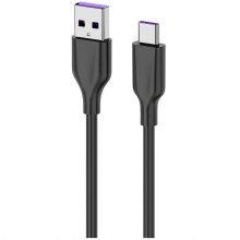 Кабель 2E USB-A - USB-C  1м, Type-C, Glow, чорний