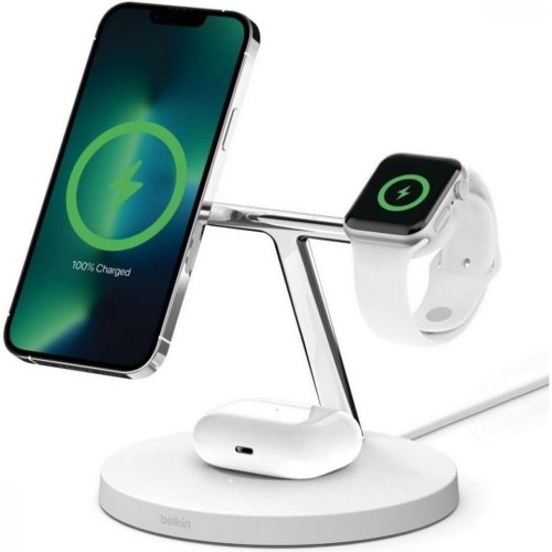 Бездротовий ЗП Belkin MagSafe 3in1 Wireless Charger, white