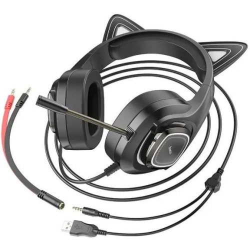 Навушники HOCO W107 Cute cat luminous cat ear gaming headphones Phantom Cat