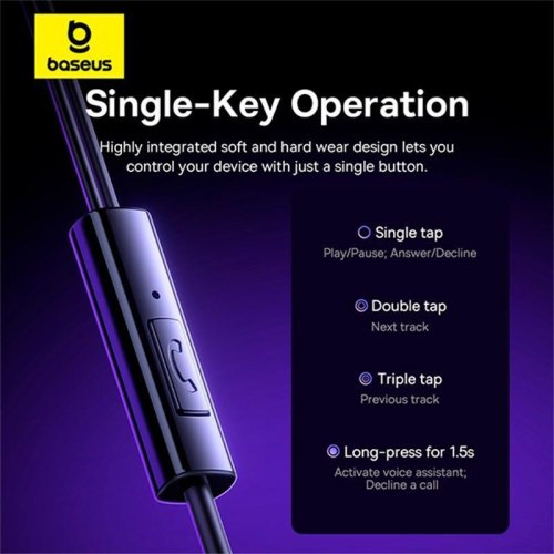 Навушники Baseus Encok HZ11 Wired Earphones Moon White