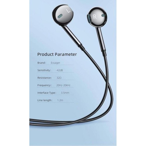Навушники ESSAGER M15 3.5mm Earphone Black