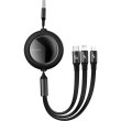 Кабель Baseus Bright Mirror 2 Series Retractable 3-in-1 Fast Charging  Data Cable USB to M+L+C 66W 1.1m Black