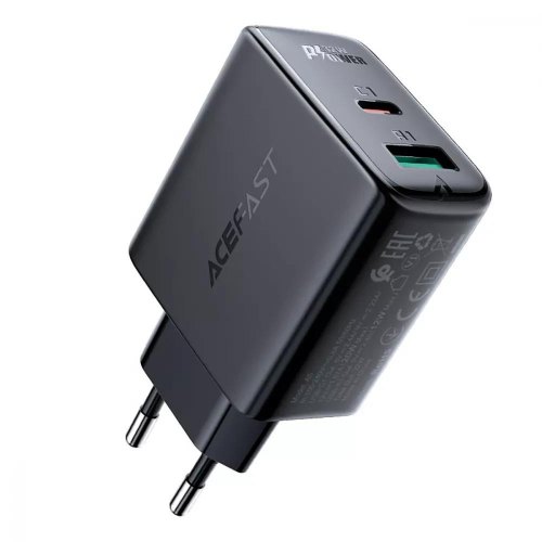 Мережевий зарядний пристрій ACEFAST A5 PD32W(USB-C+USB-A) dual port charger Black