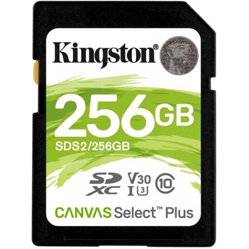 SDXC (UHS-1 U1) Kingston Canvas Select Plus 256Gb class 10 V10 (R-100MB/s)