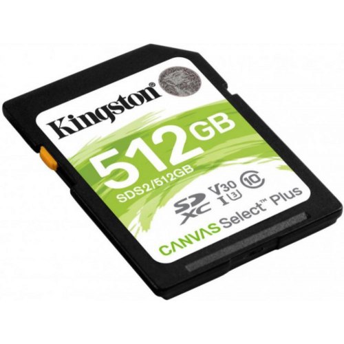 SDXC (UHS-1 U1) Kingston Canvas Select Plus 512Gb class 10 V10 (R-100MB/s)