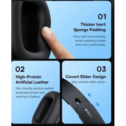 Навушники Baseus Bowie H1 Pro Noise-Cancellation Wireless Headphones Cluster Black