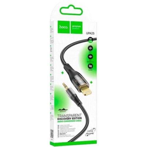 Аудiокабель HOCO UPA25 Transparent Discovery Edition Digital audio conversion cable iP Black