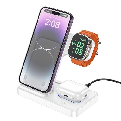 Бездротовий зарядний пристрій BOROFONE BQ26 Best 3-in-1 wireless fast charger White