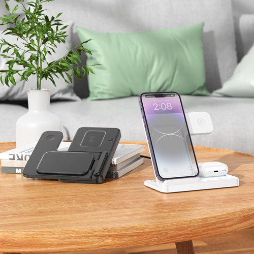 Бездротовий зарядний пристрій BOROFONE BQ26 Best 3-in-1 wireless fast charger White