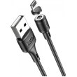 Кабель HOCO X52 USB to Ip 3A, 1m, PVC, PVC connectors, magnetic, Black