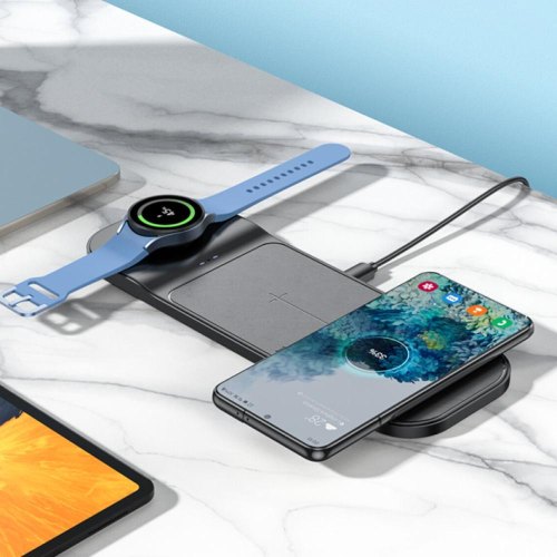Бездротовий зарядний пристрій HOCO CQ6 Power 3-in-1 wireless fast charger(SAM Watch) Black