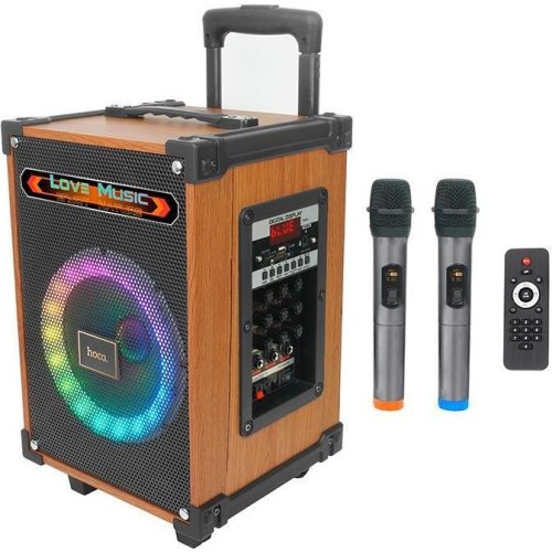 Портативна колонка HOCO HA2 Wave wireless dual-mic outdoor BT speaker Wooden Pattern