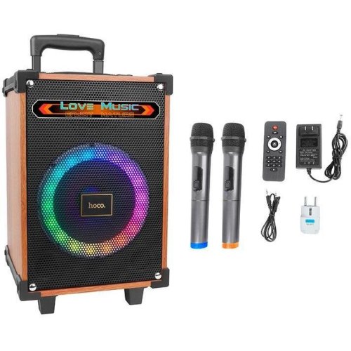 Портативна колонка HOCO HA2 Wave wireless dual-mic outdoor BT speaker Wooden Pattern