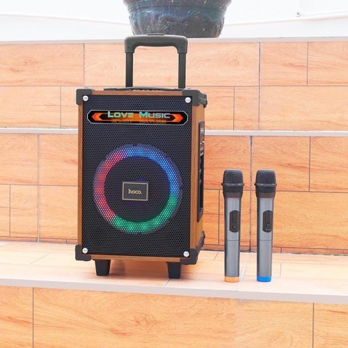 Портативна колонка HOCO HA2 Wave wireless dual-mic outdoor BT speaker Wooden Pattern