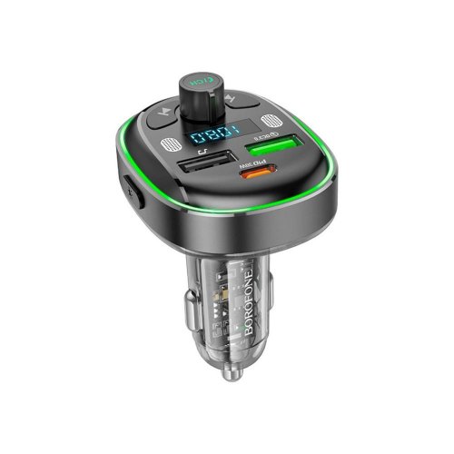 АЗП з FM-модулятором BOROFONE BC47 Might PD30W+QC3.0 car BT FM transmitter Jazz Metal Gray
