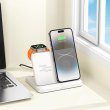 Бездротовий зарядний пристрій HOCO CQ7 Pass folding 3-in-1 wireless fast charger(iWatch+SAM) Milky White
