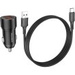АЗП BOROFONE BZ19B Wisdom 36W dual port QC3.0 car charger set(Type-C) Black