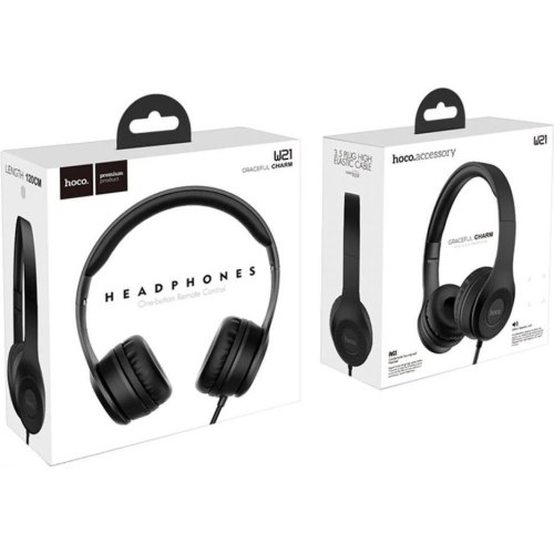 Навушники HOCO W21 Graceful charm wire control headphones Black
