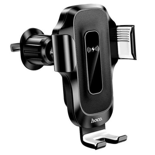 Тримач для мобiльного з БЗП HOCO HW2 Wise automatic induction wireless fast charging car holder(air outlet) Black