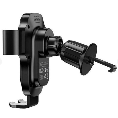 Тримач для мобiльного з БЗП HOCO HW2 Wise automatic induction wireless fast charging car holder(air outlet) Black