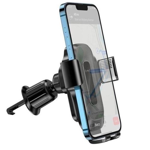 Тримач для мобiльного з БЗП HOCO HW2 Wise automatic induction wireless fast charging car holder(air outlet) Black