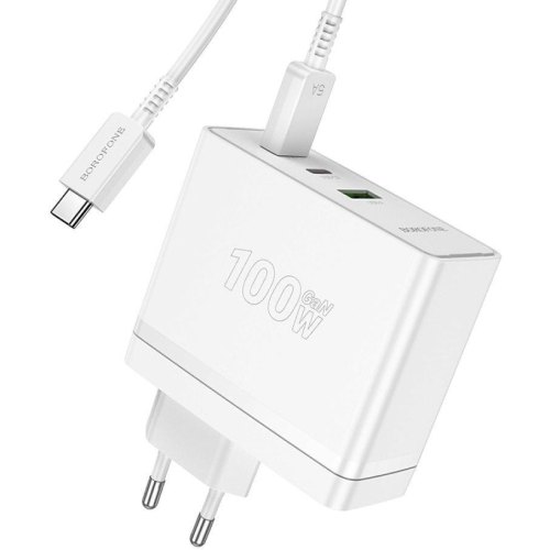 Мережевий зарядний пристрій BOROFONE BN11 Imperial PD100W three-port(2C1A) charger White