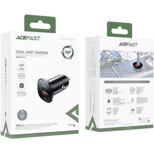 АЗП ACEFAST B1 mini 38W(USB-C+USB-A) dual-port metal car charger