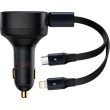 АЗП Baseus Enjoyment Retractable 2-in-1 Car Charger C+L 30W Black