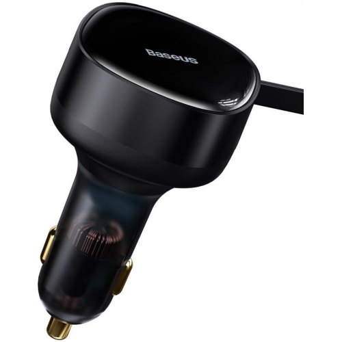 АЗП Baseus Enjoyment Retractable 2-in-1 Car Charger C+L 30W Black