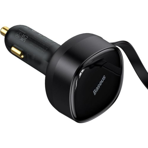АЗП Baseus Enjoyment Retractable 2-in-1 Car Charger C+L 30W Black