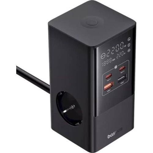 Мережевий зарядний пристрій Baseus PowerCombo Tower Digital PowerStrip 3AC+2U+2C 35W with 1.5m Power Cord EU Cluster Black