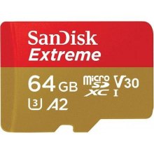 microSDXC (UHS-1 U3) SanDisk Extreme For Action Cams and Drones A2 64Gb class 10 V30 (R170MB/s,W80MB/s) (adapter)