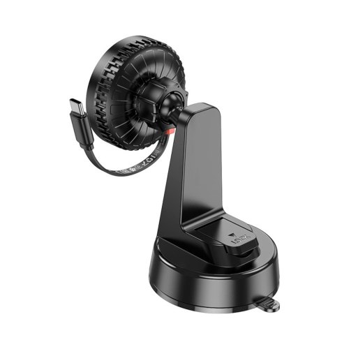 Тримач для мобiльного з БЗП BOROFONE BH208 Mona retractable magnetic wireless fast charging car holder(center console) Black